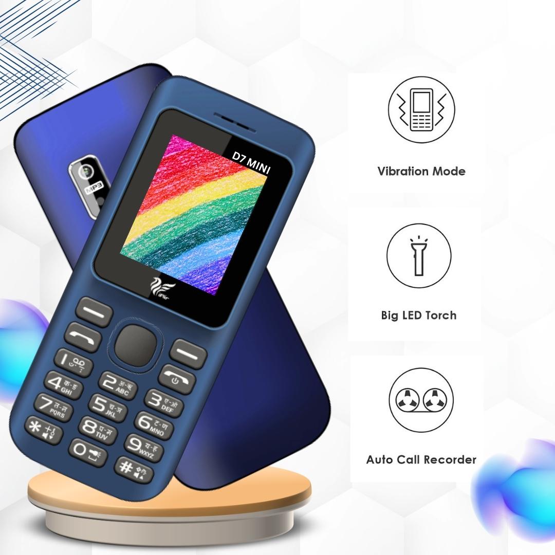 iAir D7 Mini Dual Sim Keypad Phone & Wired Earphone Combo | 1200 mAH Battery & Big 1.8 Inch Display |Expandable Storage 128gb | Enjoy Super Bass & Crisp Sound with Jazz Wired Earphones