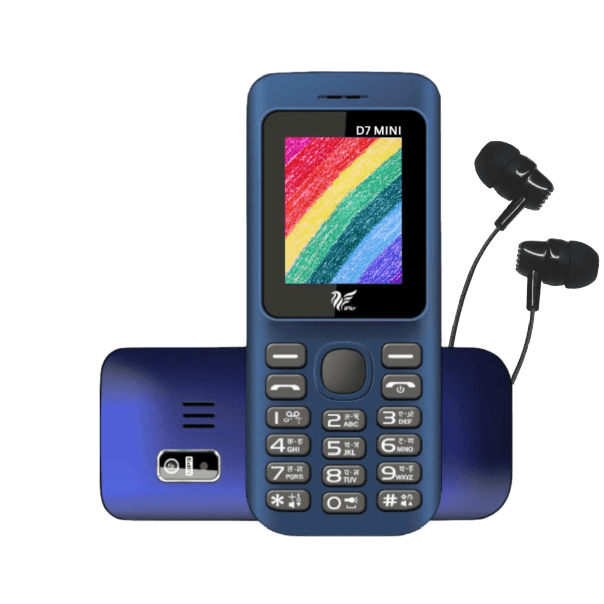 iAir D7 Mini Dual Sim Keypad Phone & Wired Earphone Combo | 1200 mAH Battery & Big 1.8 Inch Display |Expandable Storage 128gb | Enjoy Super Bass & Crisp Sound with Jazz Wired Earphones