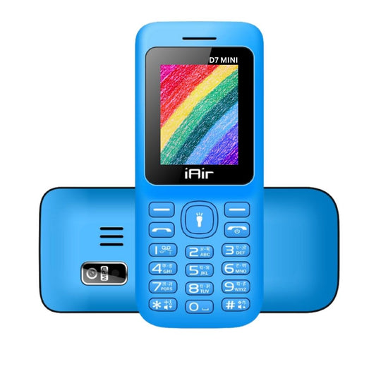 iAir D7  Mini - Sky Blue Dual Sim Keypad Phone | 1200 mAH Battery & Big 1.8 Inch Display |Expandable Storage 128gb