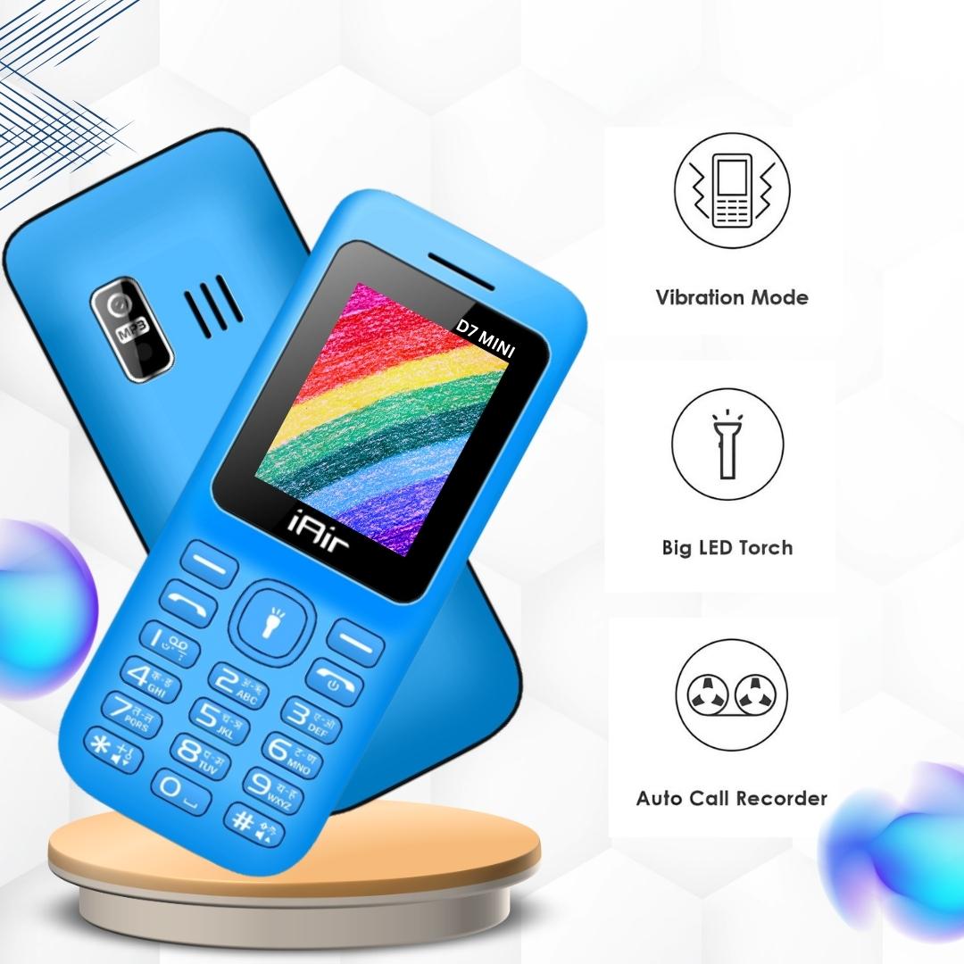 iAir D7 Mini Dual Sim Keypad Phone | 1200 mAH Battery & Big 1.8 Inch Display |Expandable Storage 128gb