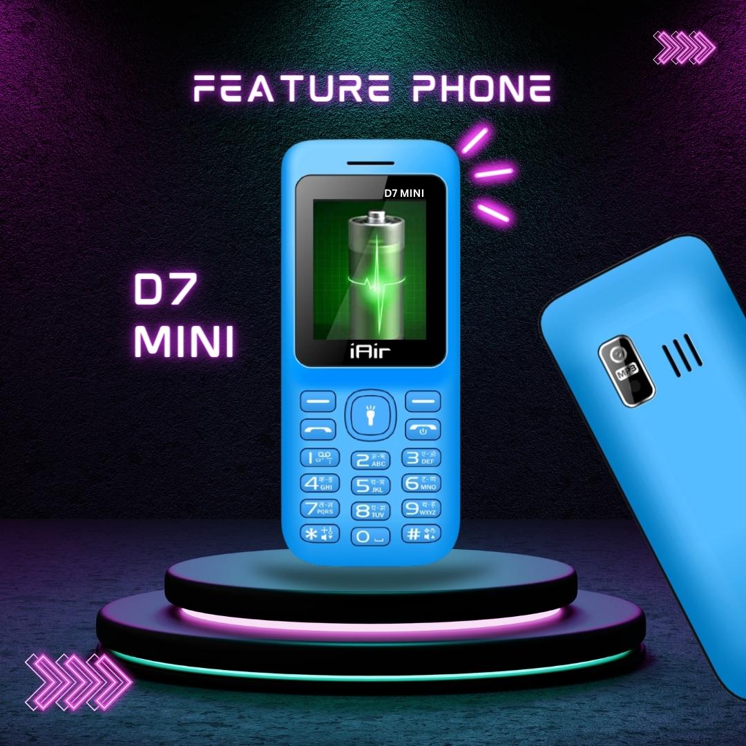 iAir D7 Mini Dual Sim Keypad Phone | 1200 mAH Battery & Big 1.8 Inch Display |Expandable Storage 128gb