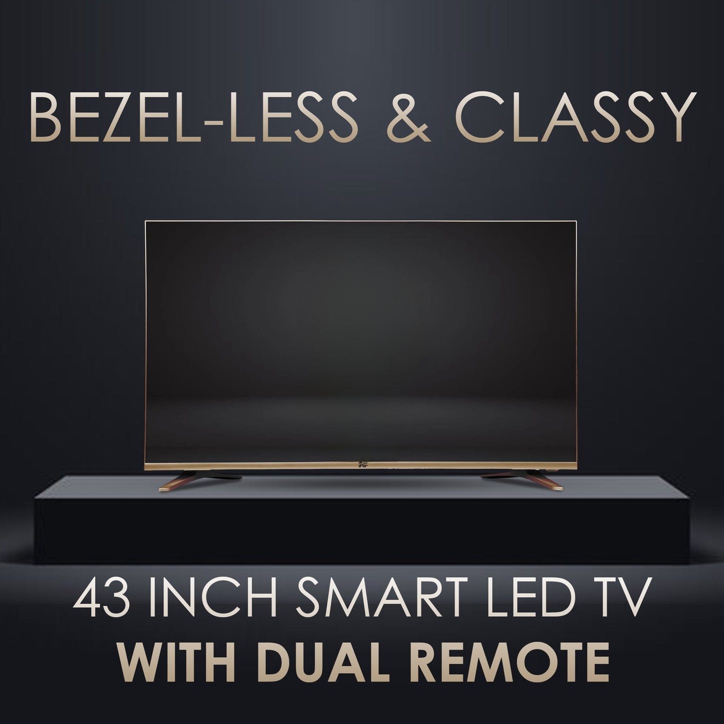 iAir 109 CM (43 Inches) Sleek and Premium Design Eco Smart Dual Remote HD Ready Frameless LED TV, (2024 Model)