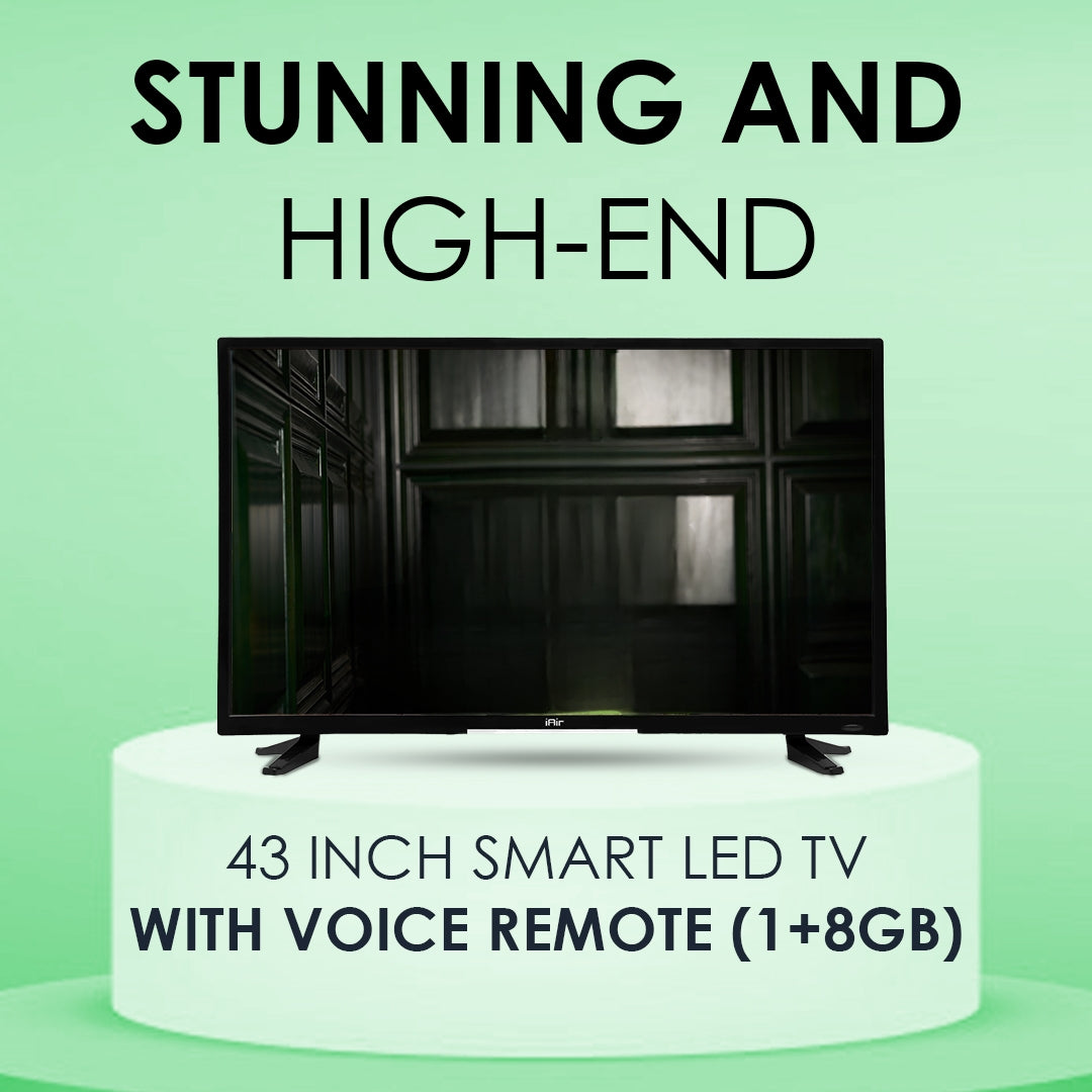 iAir 109 CM (43 Inches) Sleek and Premium Design Eco Smart HD Ready LED TV, (2024 Model)