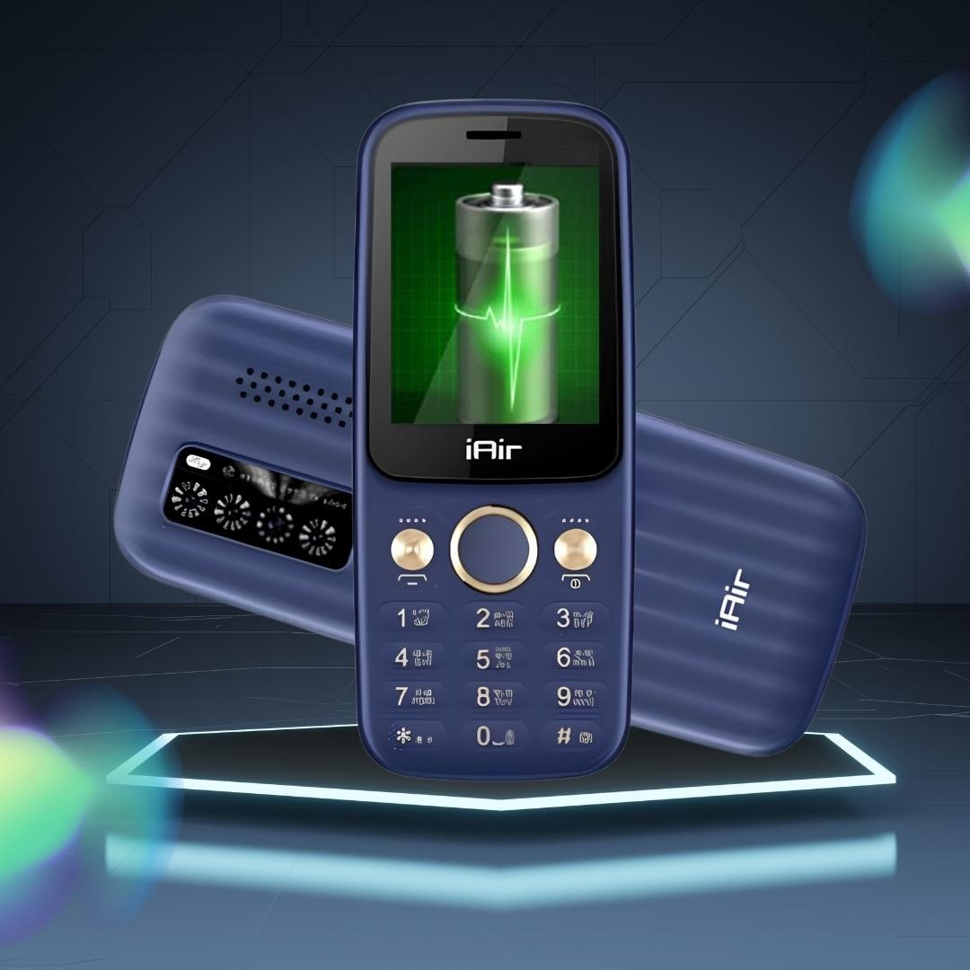 iAir S10 - Blue Dual Sim Keypad Phone & Wired Earphone Combo | 2800 mAH Battery & Big 2.4 Inch Display | Expanadable Storage 128gb |Enjoy Super Bass & Crisp Sound with Jazz Wired Earphones