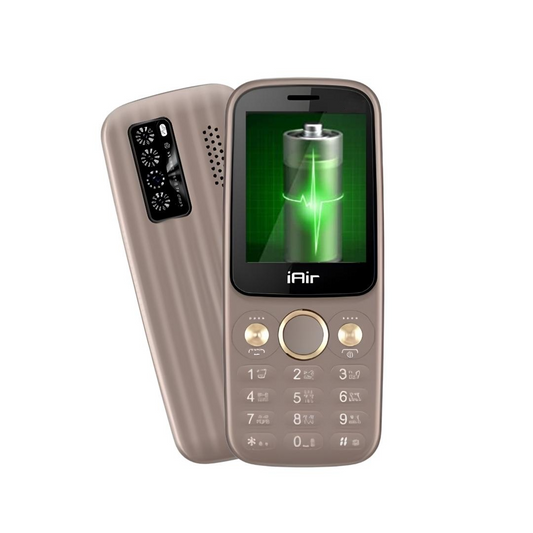 iAir S10 - Coffee Dual Sim Keypad Phone | 2800 mAH Battery & Big 2.4 Inch Display | Big Torch Light | Wireless FM & Rear Camera | Auto Call Recording | 32 MB Ram & Expandable Storage 128 GB