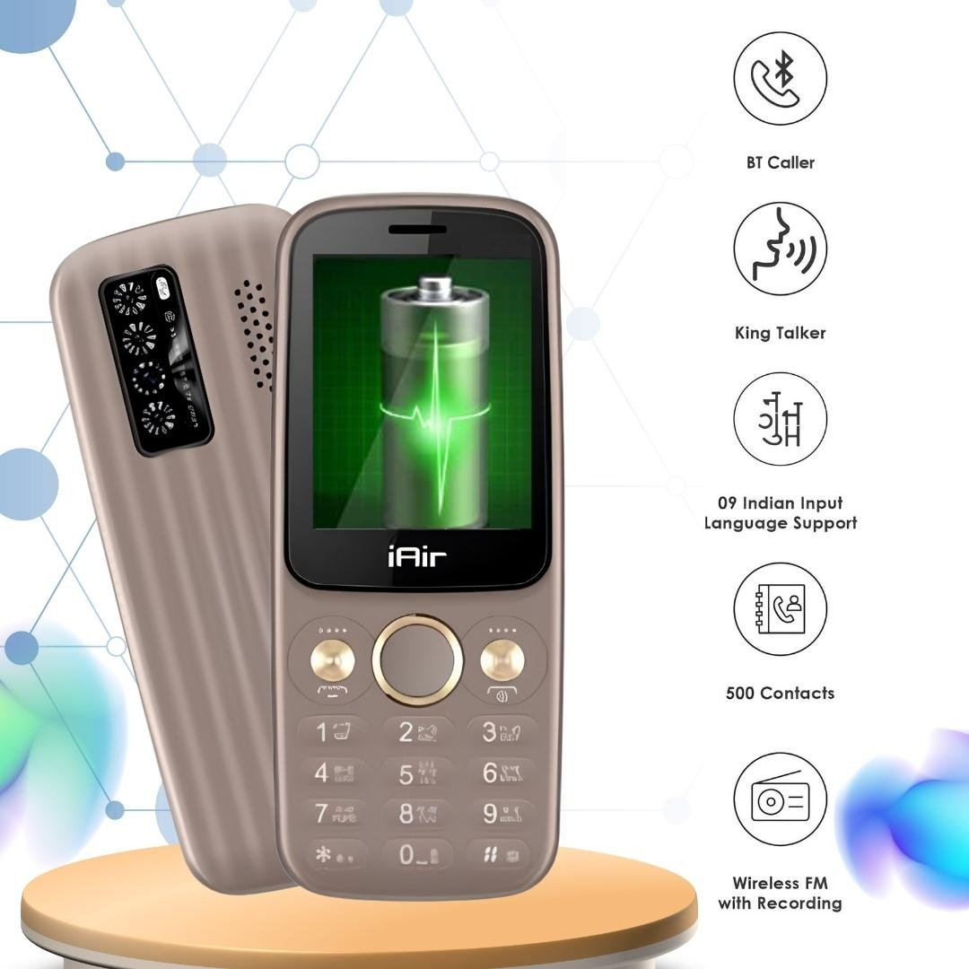 iAir S10 Dual Sim Keypad Phone | 2800 mAH Battery & Big 2.4 Inch Display | Big Torch Light | Wireless FM & Rear Camera | Auto Call Recording | 32 MB Ram & Expandable Storage 128 GB
