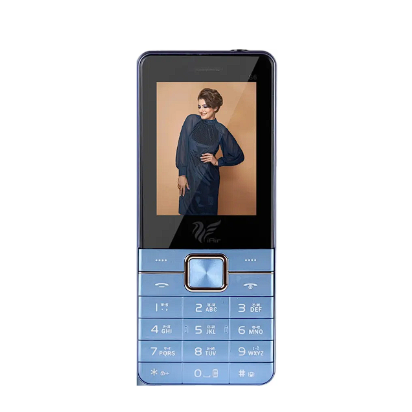 IAIR S6-Sky Blue Basic Feature Dual Sim Mobile Phone with 2800mAh Battery, 2.4 inch Display Screen, 0.8 mp Camera with Big LED Torch