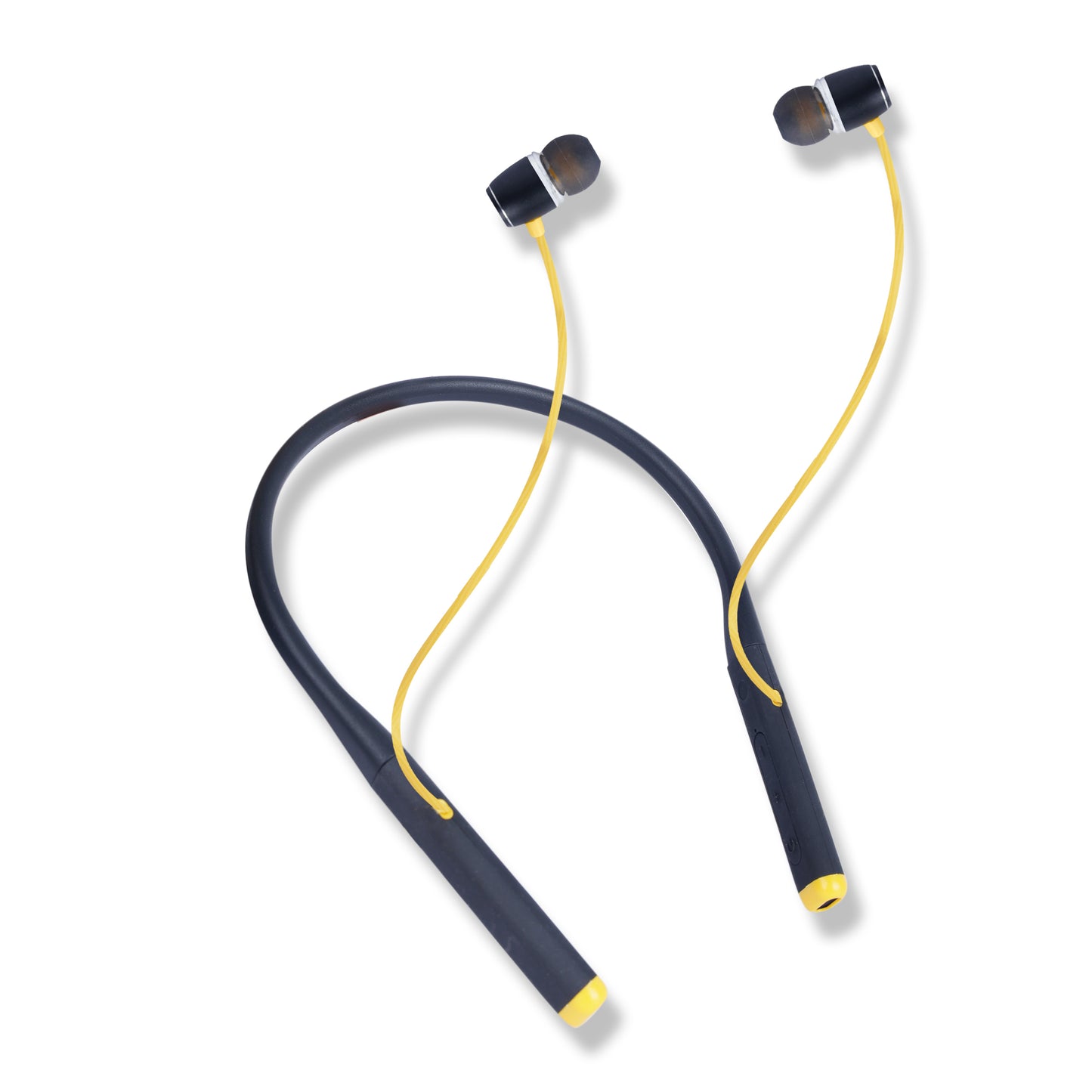 iAir Rockstar New | 50 Hrs playtime | Deep Bass | 10mm Driver | Dual Pairing | IPX5 | Bluetooth (Mate Black & Yellow, In the Ear)