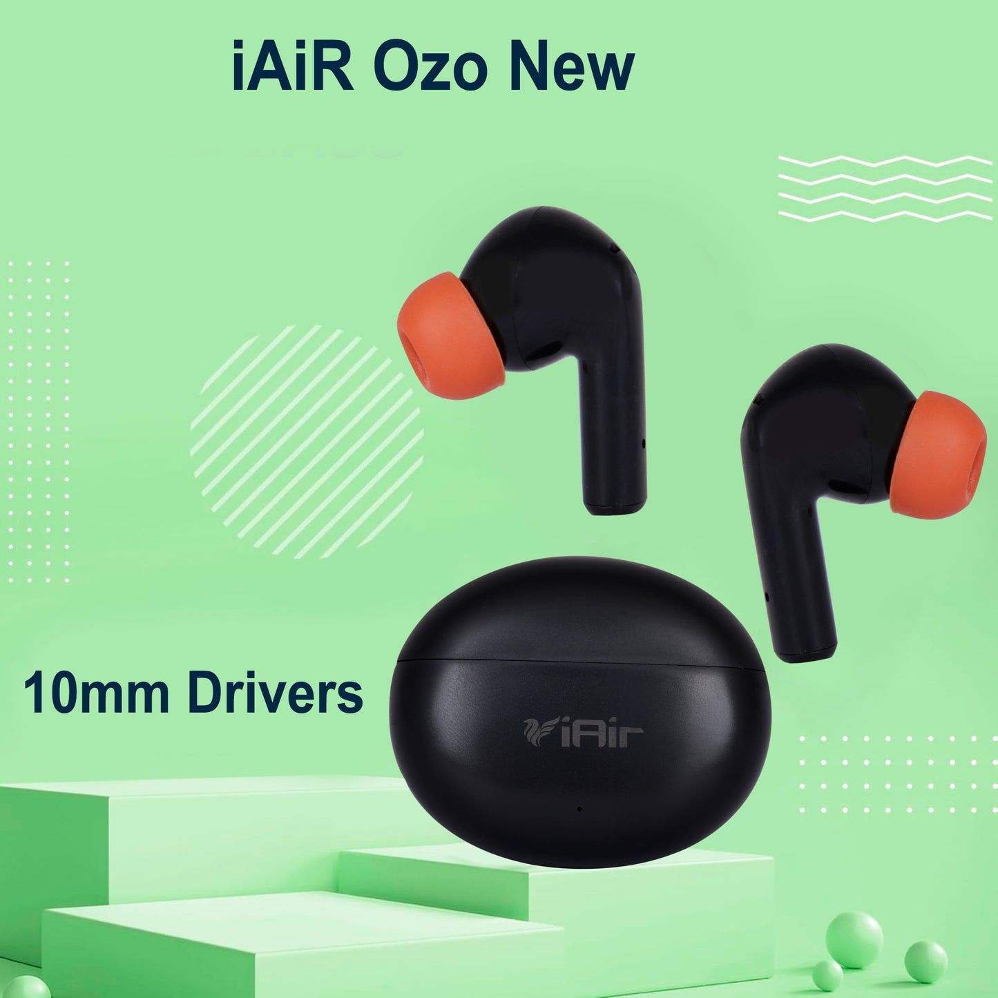 iAir Ozo New 25Hours Playtime | ENx Technology | In-built Mic | Voice Assistant | True Wireless Bluetooth Earbuds
