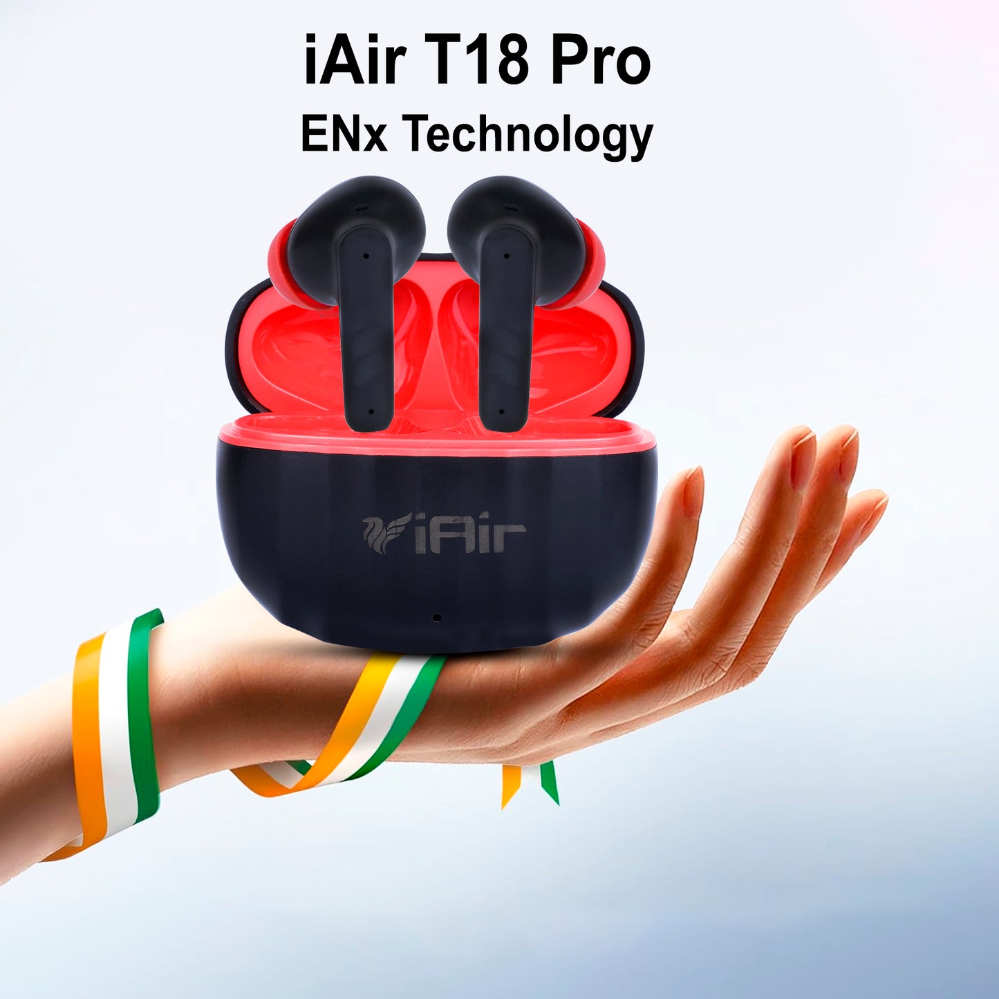 iAir T18 Pro 42Hours Playtime | ENx Technology | In-built Mic | Voice Assistant | True Wireless Earbuds