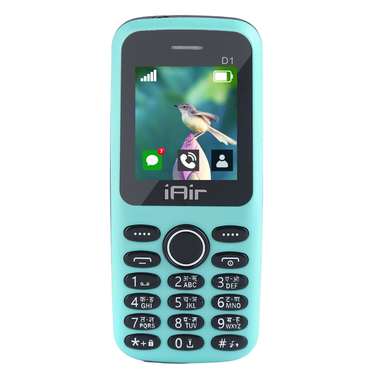 IAIR D1 Aqua Green 1.8 Inch Huge Display Keypad Mobile Phone with Expandable Storage Upto 32GB