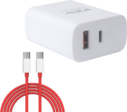 iAir C9 Pro 80W USB & Type-C Dual Output Super Fast Charger Wall Adapter & 1.25 Meter Cable Fast Charging with 3.0A Output Compatible with All Android Mobiles and All C-Type Devices