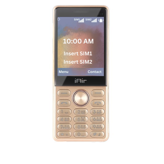 IAIR Y57-Mirror Gold Dual Sim Keypad Phone | 2800 mAH Battery & Big 2.8 Inch Display