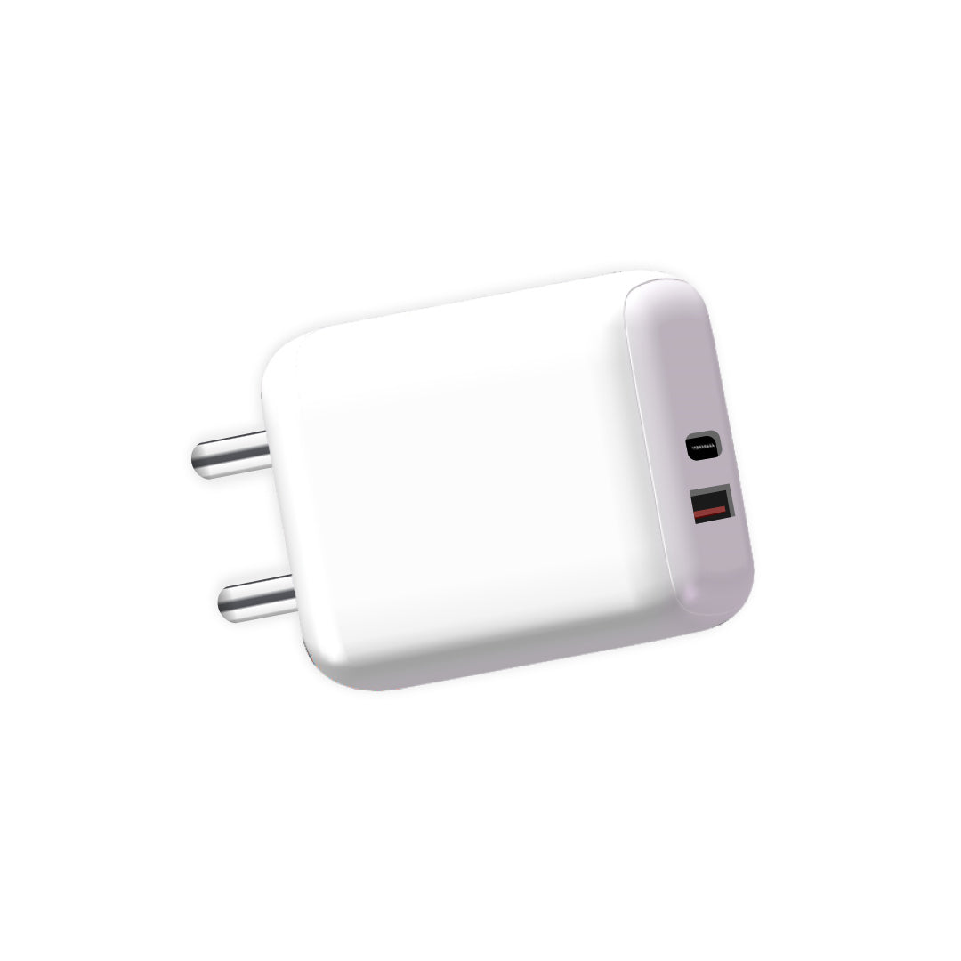 iAir C9 Dual USB Wall Adapter 3.0A Type c Fast Charging Adapter Charger Compatible for vivo, Oppo, Realme, Xiaomi - White
