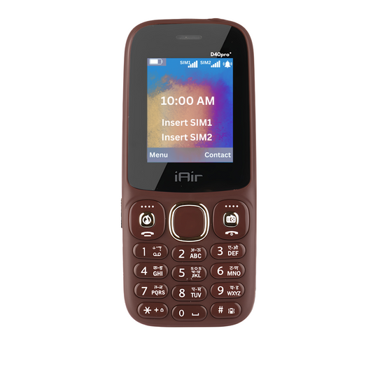 IAIR D40 PRO-Dark Red Keypad Mobile Phone with Wired Earphone | Dual Sim|1.8 Inch Big Display| FM Radio
