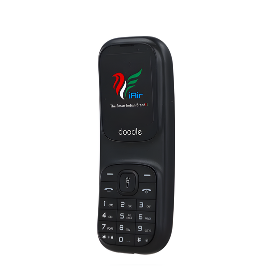 IAIR D5-Black Dual Sim Keypad Phone | 1000 mAH Battery & Big 1.77 Inch Display