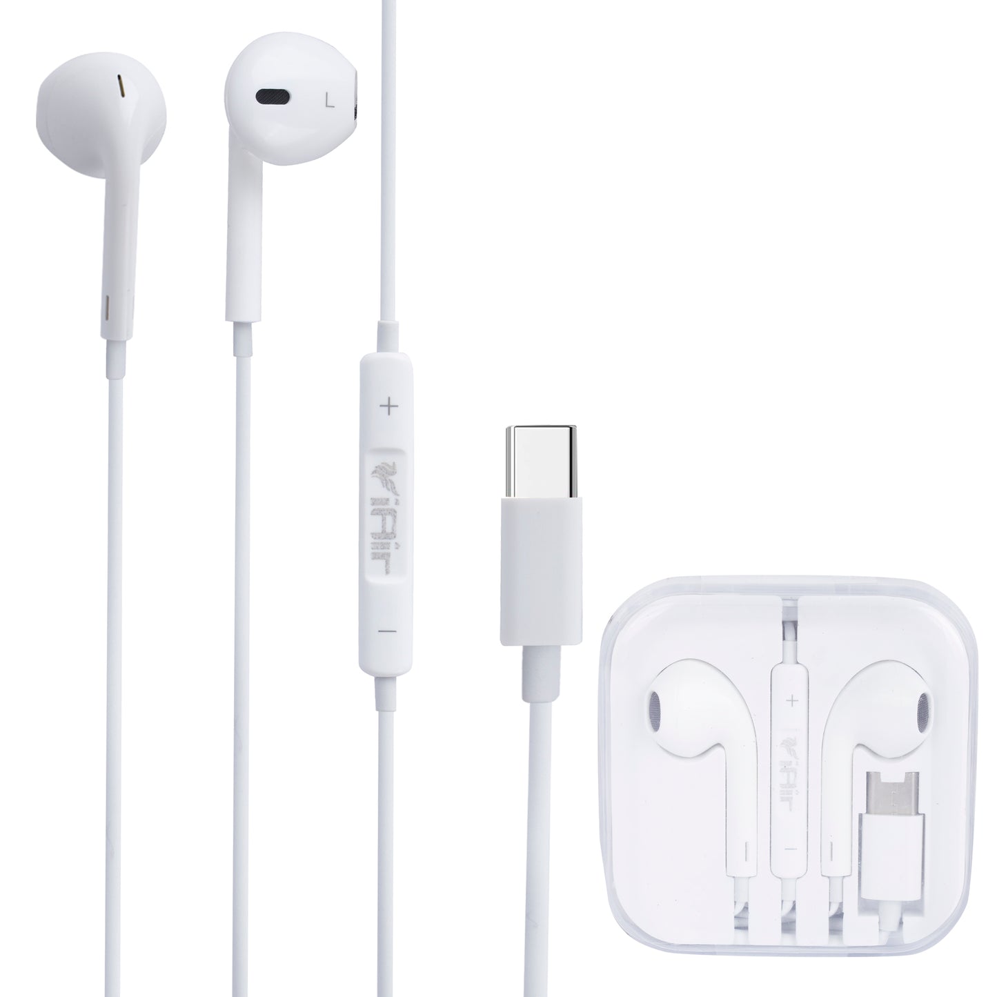 iAir H15 Pro | Type C Handsfree | Microphone and Volume Buttons | All Smart Phones | Wired Type C Earphone (White)