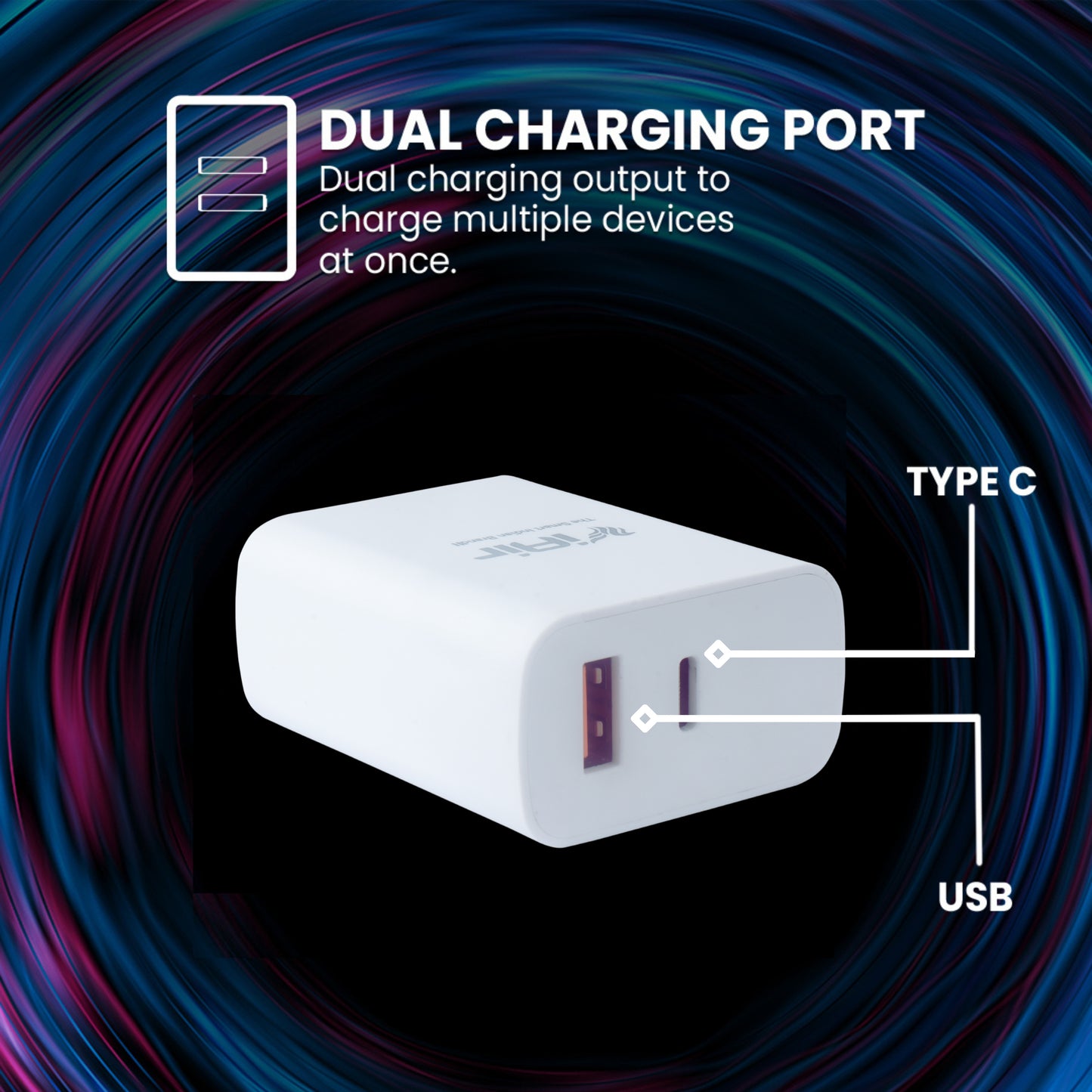 iAir C9 Pro 80W USB & Type-C Dual Output Super Fast Charger Wall Adapter & 1.25 Meter Cable Fast Charging with 3.0A Output Compatible with All Android Mobiles and All C-Type Devices