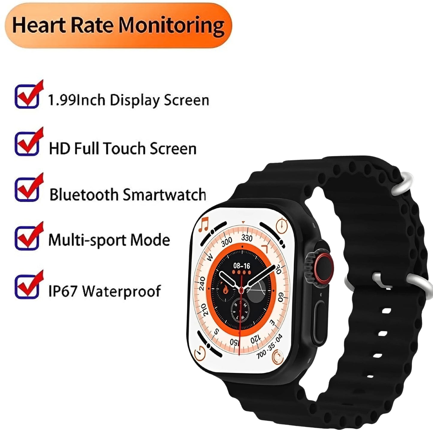 IAIR W5 Pro | 1.9Inch Super AMOLED DIsplay | Bluetooth Calling | Multi Sport Mode | Smartwatch And Get iAir Boom PRO Earbuds Free