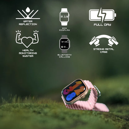 IAIR W5Ultra | 2.19Inch Super AMOLED Display | Bluetooth Calling | Multi Sport Mode | Smartwatch  (Pink Strap, Standard)
