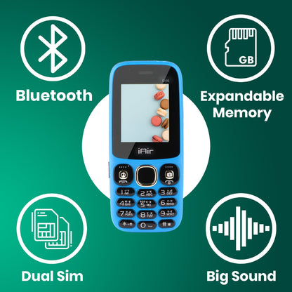 IAIR D40 Dual Sim Keypad Phone | 1200 mAH Battery & Big 2 Inch Display | Big Torch Light | Wireless FM & Rear Camera | Auto Call Recording | Dual Sim Support | 32 MB Ram & Storage (Blue)