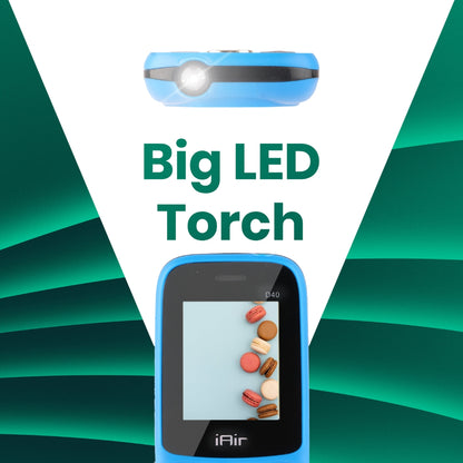 IAIR D40-Blue Keypad Mobile Phone with Dual Sim Support|1.8 Inch Big Display|Big Torch Light