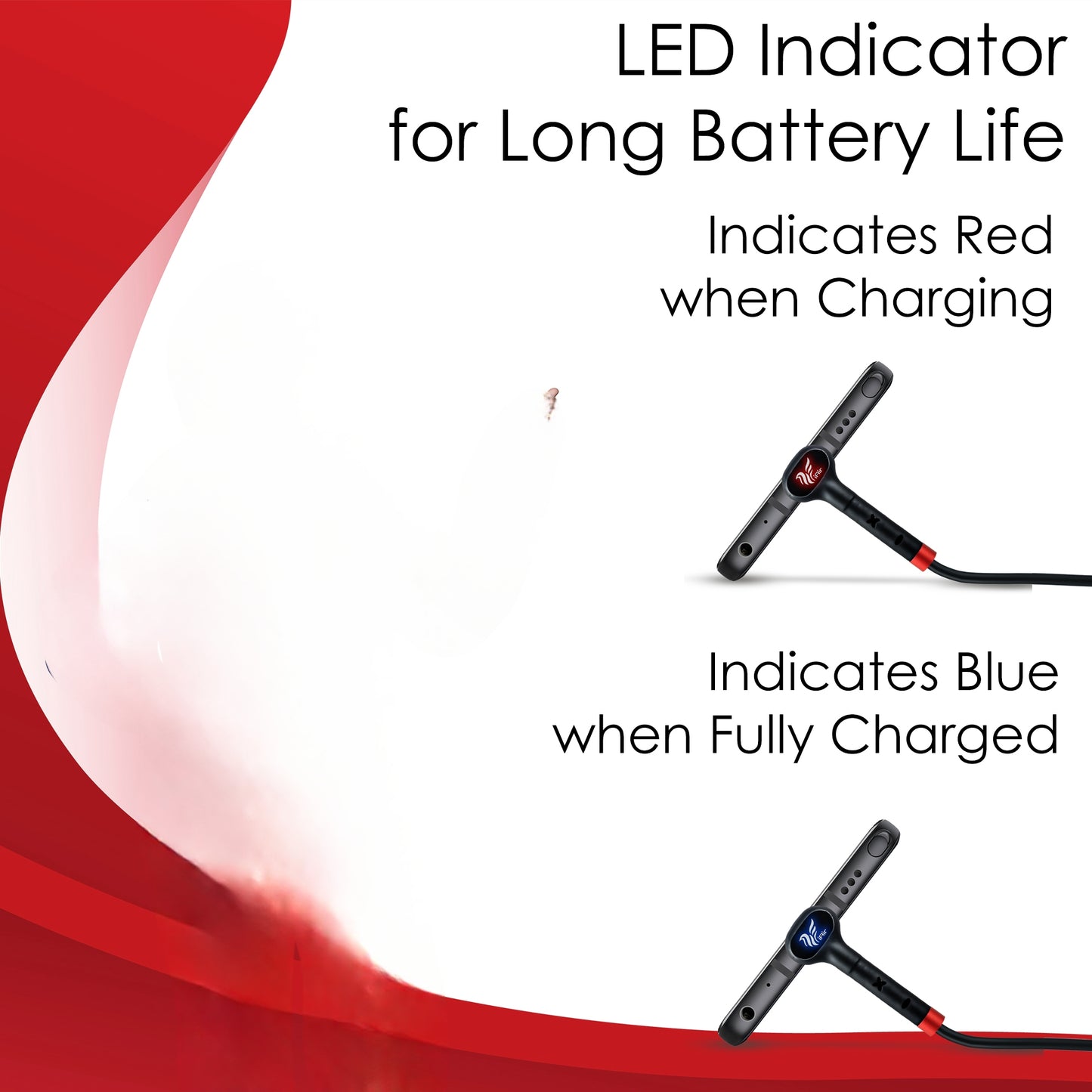 IAIR D15 LED Indicator Fast USB Charging Cable Compatible with all Android Mobiles, C-Type Devices, SmartPhone (Red When Charging nd Blue When Full Charge)- 1.2 Mtr - Black