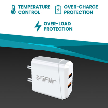 IAIR Wall Charges with USB Ports 3.1A Output Compatible with All Android Mobiles, Smartphones