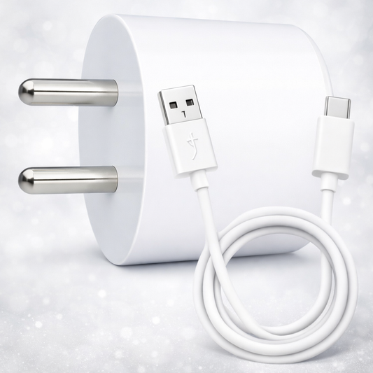 iAir C5 New 7.5 W Charging Adaptor l Universal Charger l USB Charging Port l With Charging Cable V8 (White)