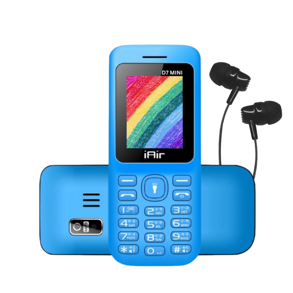 IAIR D7 Mini Dual Sim Keypad Phone & Wired Earphone Combo | 1200 mAH Battery & Big 1.8 Inch Display |Expandable Storage 128gb | Enjoy Super Bass & Crisp Sound with Jazz Wired Earphones