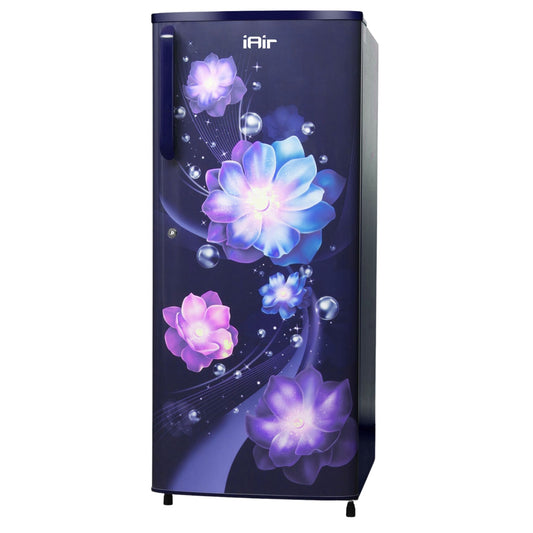 iAir R5 190L Refrigerator – 2 Star Energy Saving, LED Light, Toughened Glass Shelves,  Color(Blue)