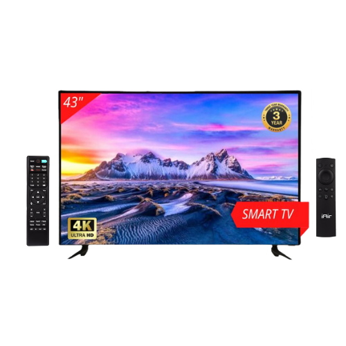 iAir 109 CM (43 Inches) Sleek and Premium Design Eco Smart Dual Remote HD Ready Frameless LED TV, (2024 Model)