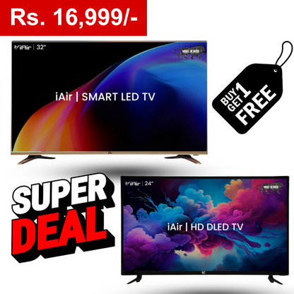 iAir 32Inch Eco Smart LED Tv And Get Free 24Inch HD DLED TV