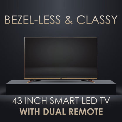 iAIR 109 CM (43 Inches) Sleek and Premium Design Eco Smart Dual Remote HD Ready Frameless LED TV, (2024 Model)