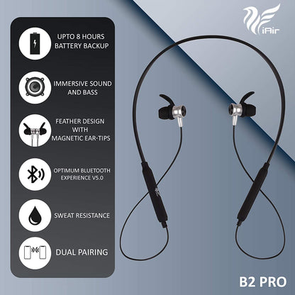 iAir B2 Pro 30Hours Playtime | Dual Pairing | Voice Assistant | Immersive Sound | Bluetooth Headset